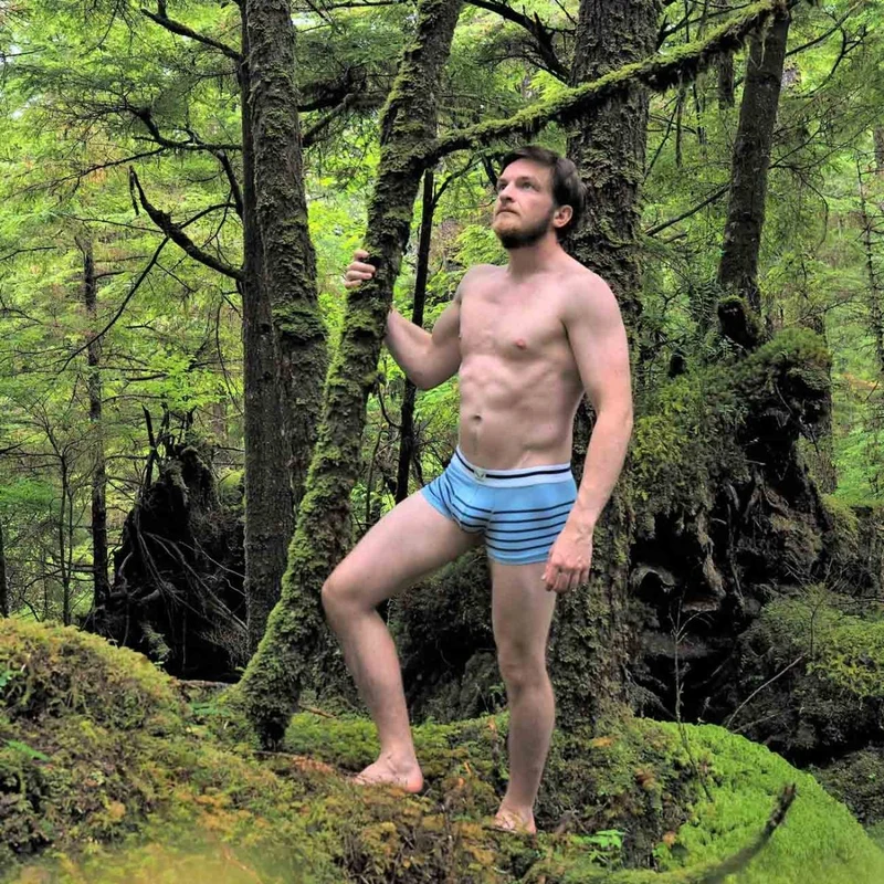 Boxer homme bleu arctique en coton bio - rayures bleu marine