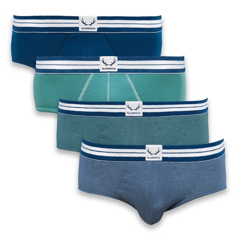 Bunte, klassische Unterhosen 4er-Pack aus Bio-Baumwolle von Bluebuck