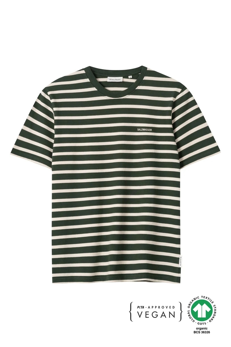 Olive Gestreiftes T-Shirt Jasper aus Bio-Baumwolle von Salzwasser