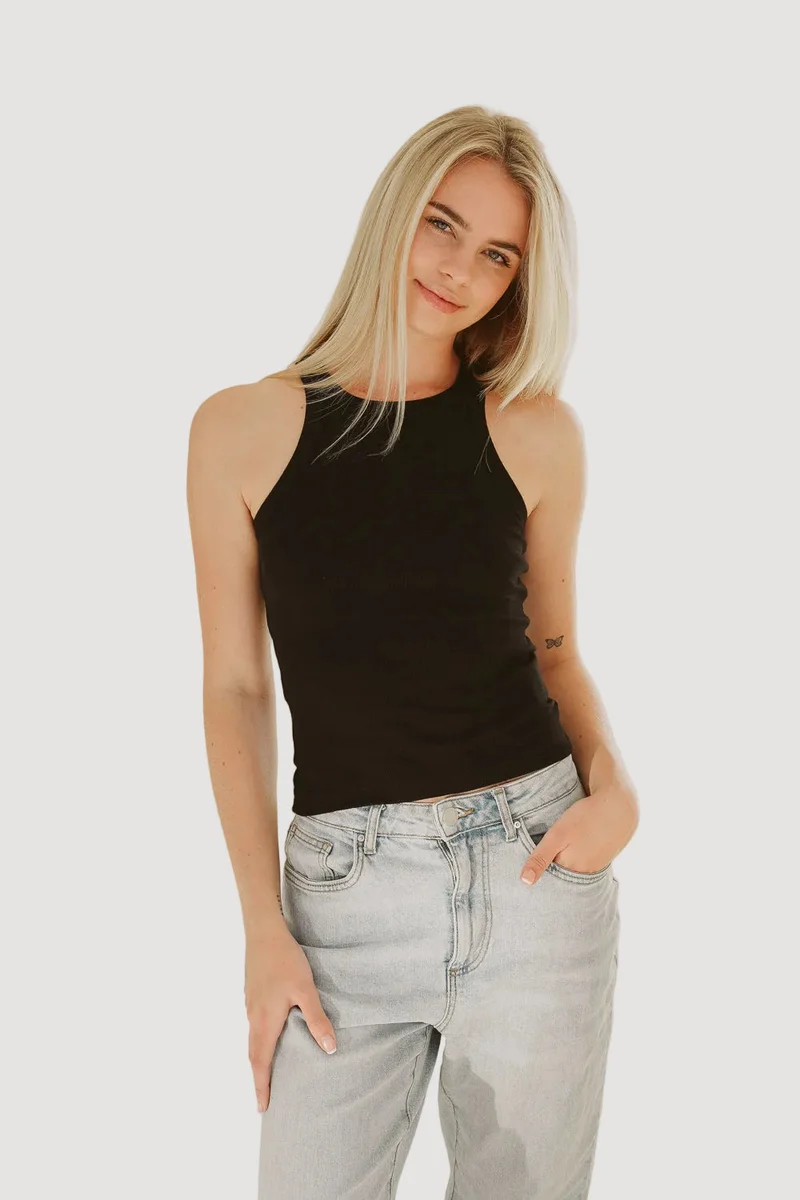 Schwarzes Top HANNA aus 100% Bio-Baumwolle von Pura Clothing