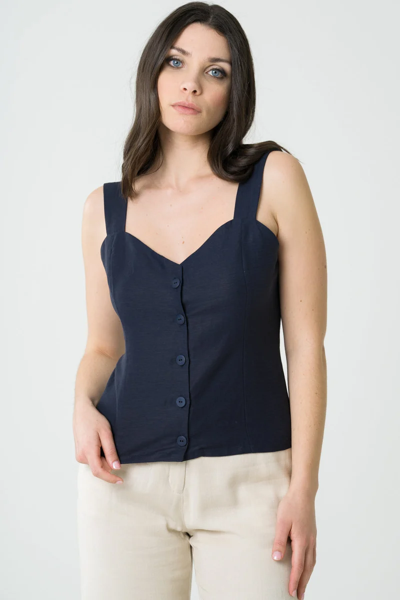 Dunkelblaues Top Anémone aus Tencel von Avani