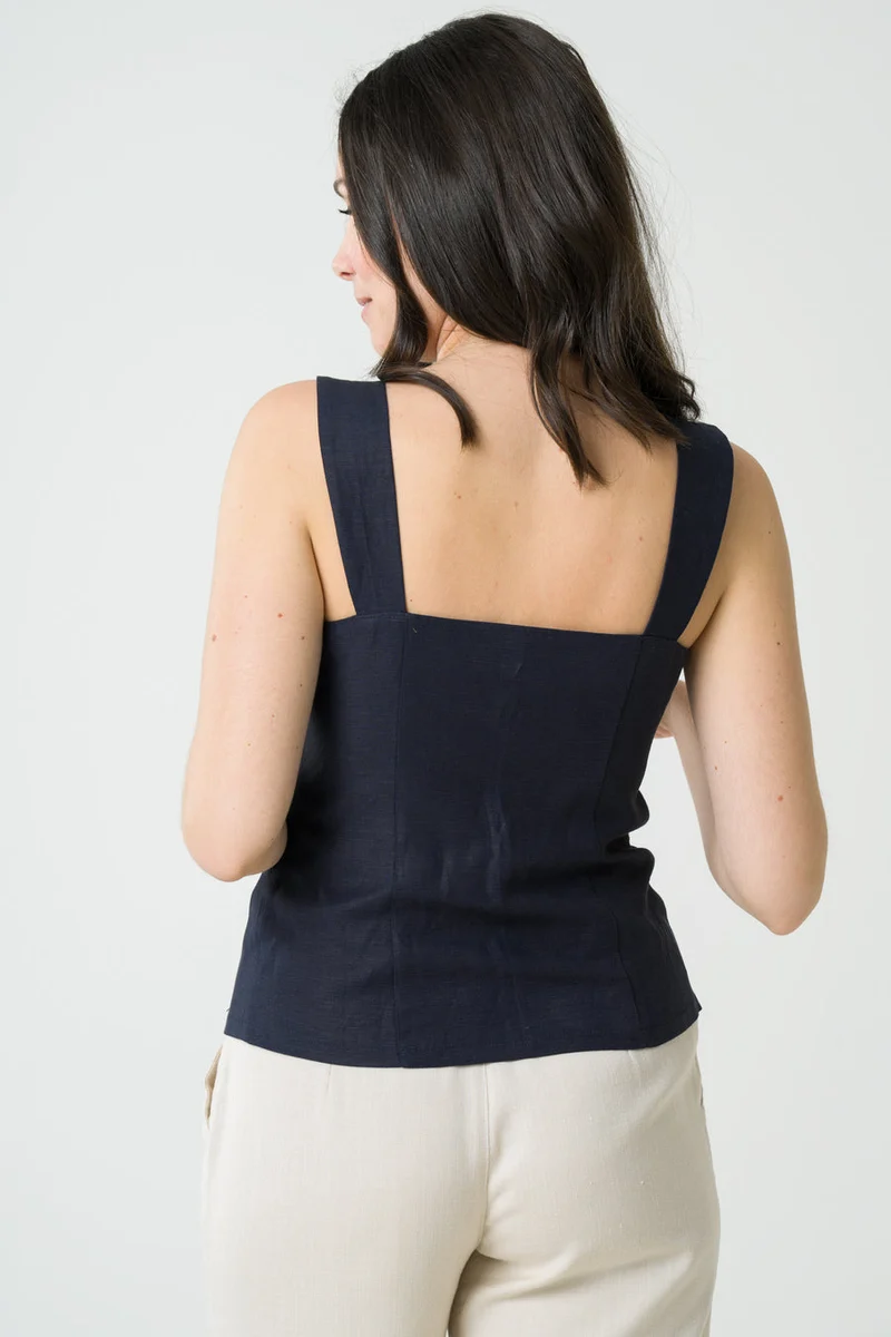 Dunkelblaues Top Anémone aus Tencel von Avani