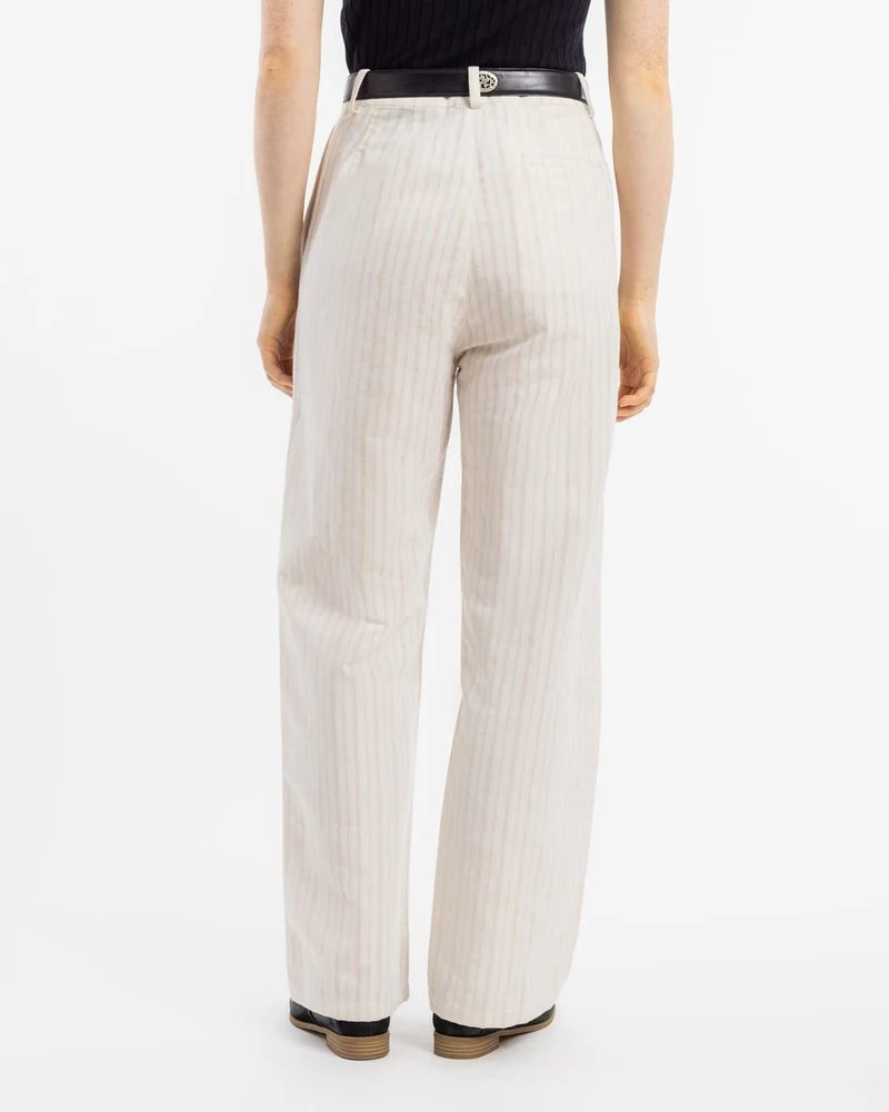 Cremefarbene Hose High Waist aus Bio-Baumwolle & Leinen von Rotholz