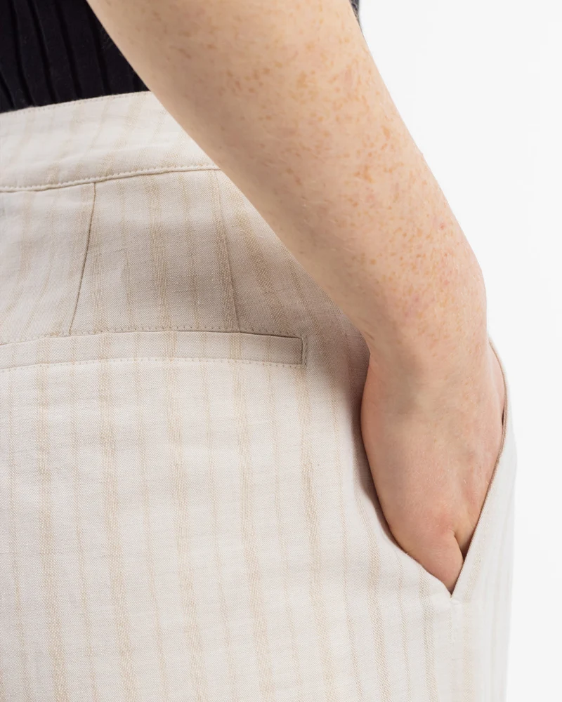 Cremefarbene Hose High Waist aus Bio-Baumwolle & Leinen von Rotholz