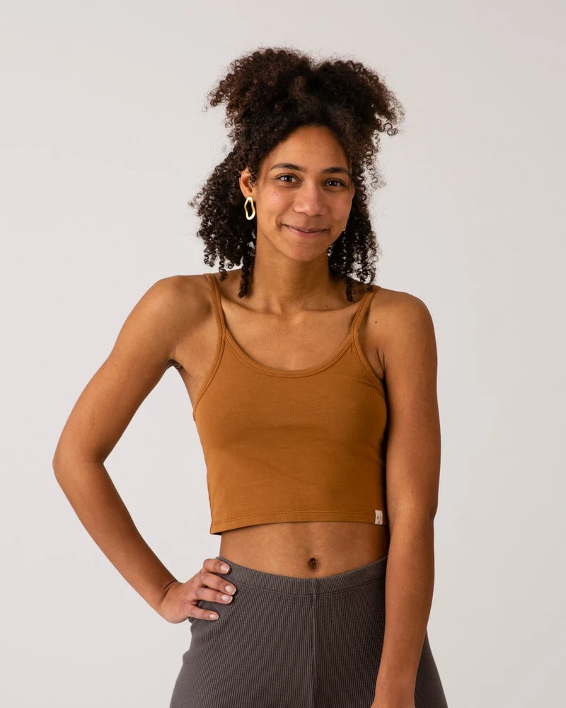 Braunes Crop Top toffee aus Bio-Baumwolle von Matona