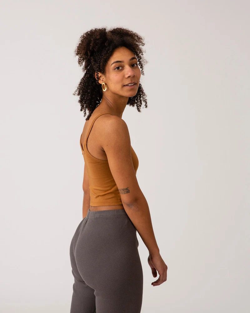 Braunes Crop Top toffee aus Bio-Baumwolle von Matona