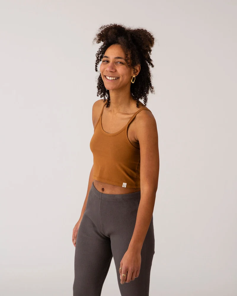 Braunes Crop Top toffee aus Bio-Baumwolle von Matona