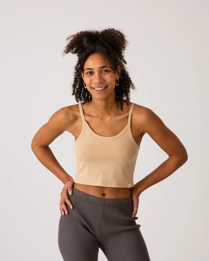 Beiges Crop Top powder aus Bio-Baumwolle von Matona