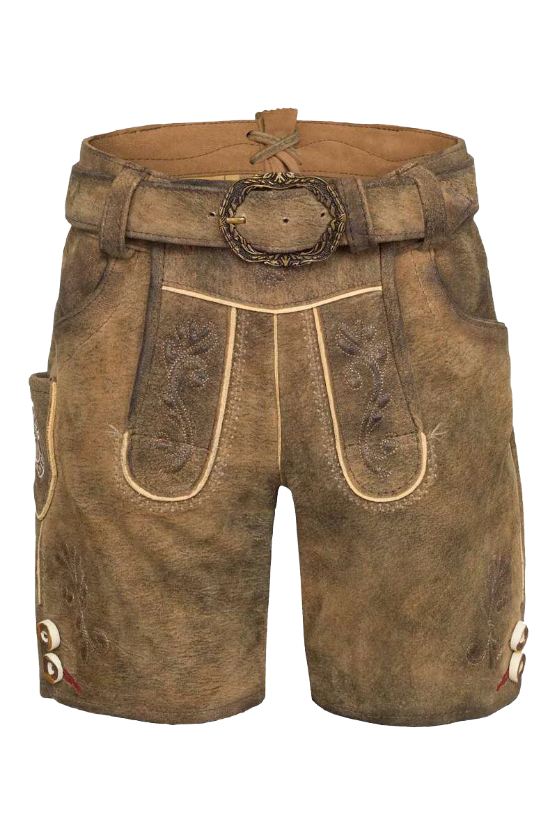 Kinder Trachten FCB-Lederhose kurz mit Gürtel