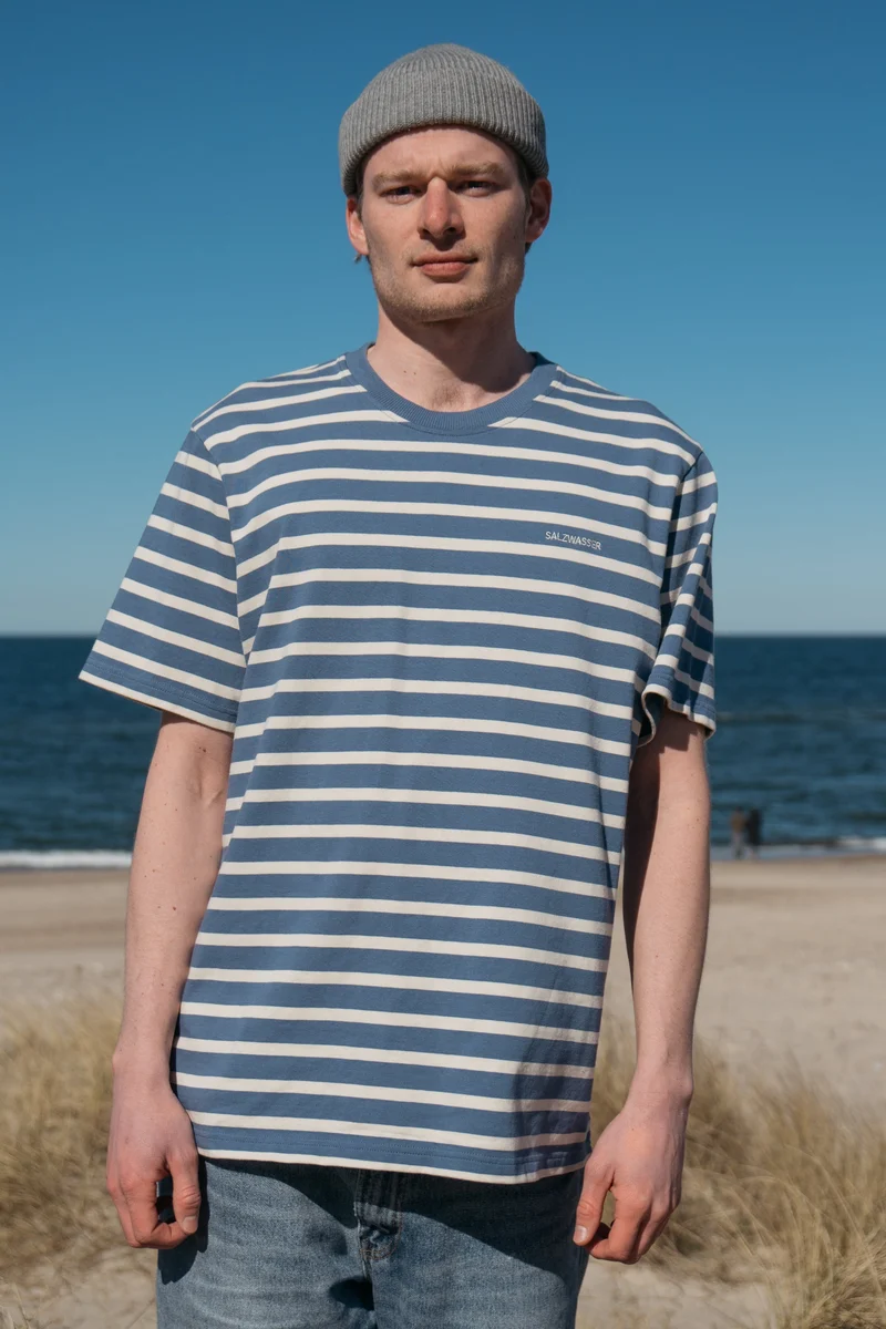 Heavy T-Shirt Jasper Indigo-Striped aus Bio Baumwolle von Salzwasser