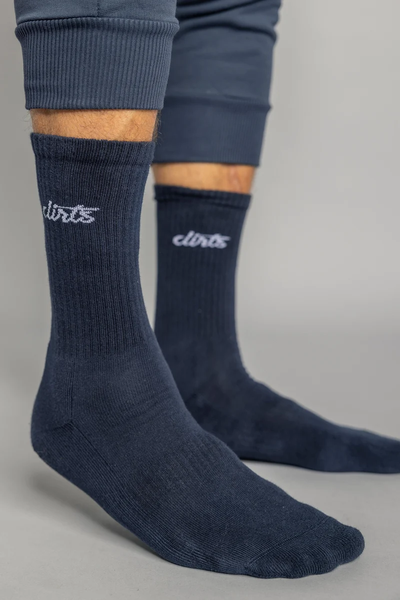Dunkel-blaue Socken Classic Logo aus Bio-Baumwolle von DIRTS