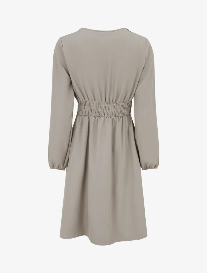 Ausgestelltes einfarbiges Kleid mit langen Ärmeln und Spitze - Maulwurf