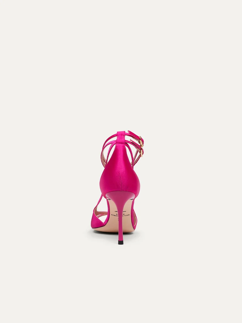 Pinke High Heels 9 pm Drinks with friends aus recyceltem Satin von Bikkou