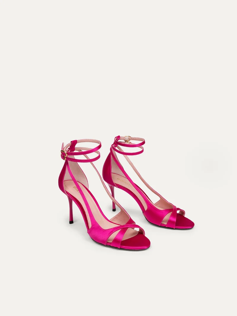 Pinke High Heels 9 pm Drinks with friends aus recyceltem Satin von Bikkou