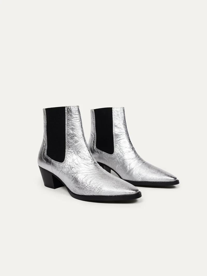 Silberne Ankle Boots 3 pm Friday rocks! aus Piñatex von Bikkou