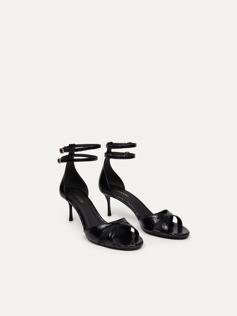 Schwarze High Heels 12:30 pm Summer lunch aus Python Specchio von Bikkou