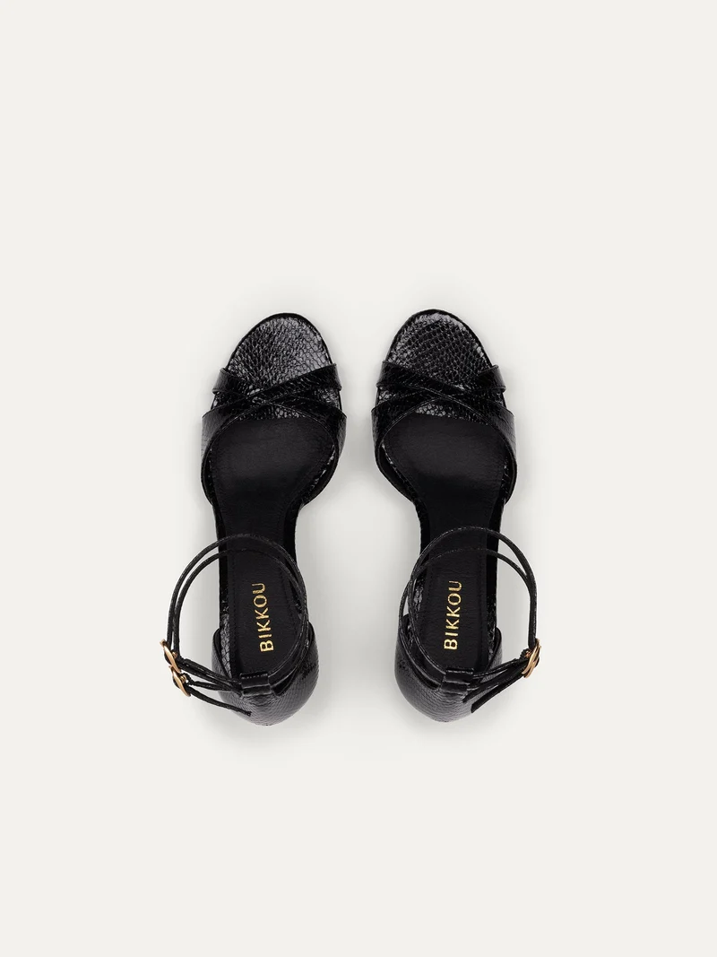 Schwarze High Heels 12:30 pm Summer lunch aus Python Specchio von Bikkou