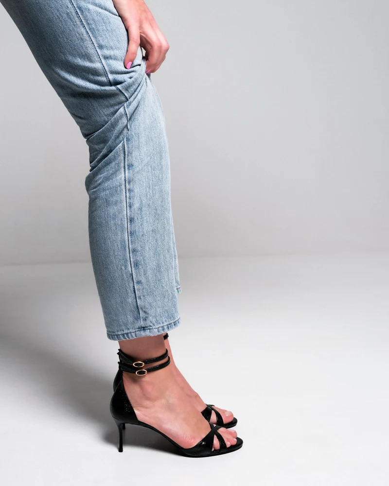 Schwarze High Heels 12:30 pm Summer lunch aus Python Specchio von Bikkou