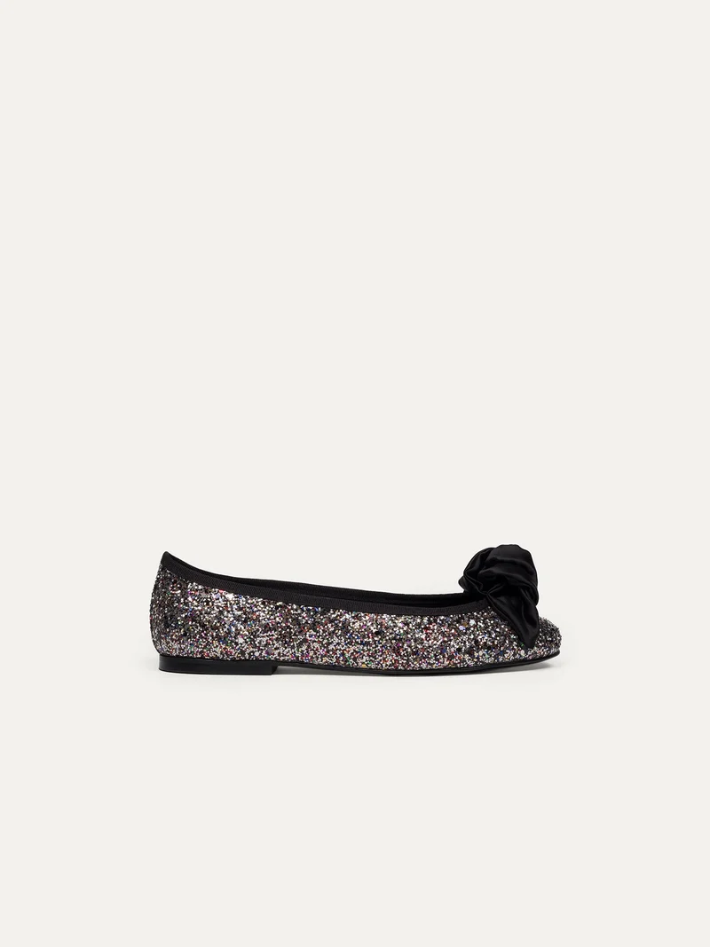 Schwarz-Glitzer Ballerinas 9:30 am Hearing in Court aus recyceltem Glitzer von Bikkou