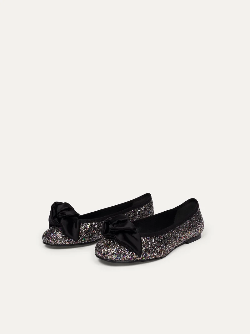 Schwarz-Glitzer Ballerinas 9:30 am Hearing in Court aus recyceltem Glitzer von Bikkou