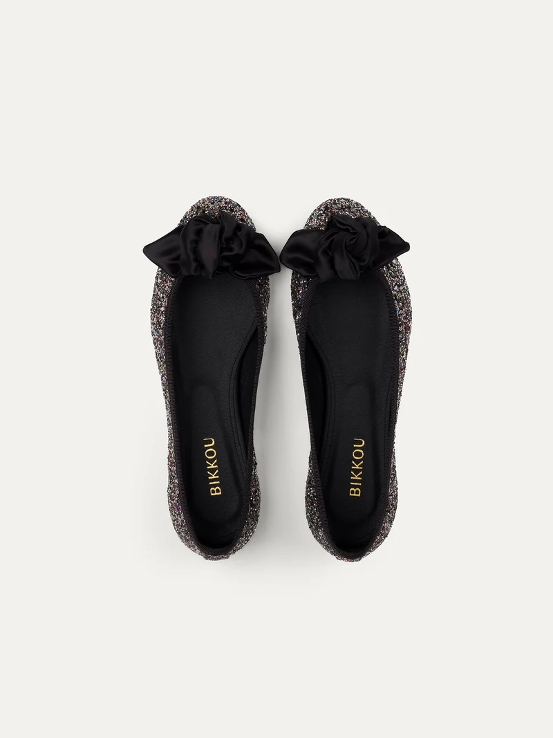 Schwarz-Glitzer Ballerinas 9:30 am Hearing in Court aus recyceltem Glitzer von Bikkou