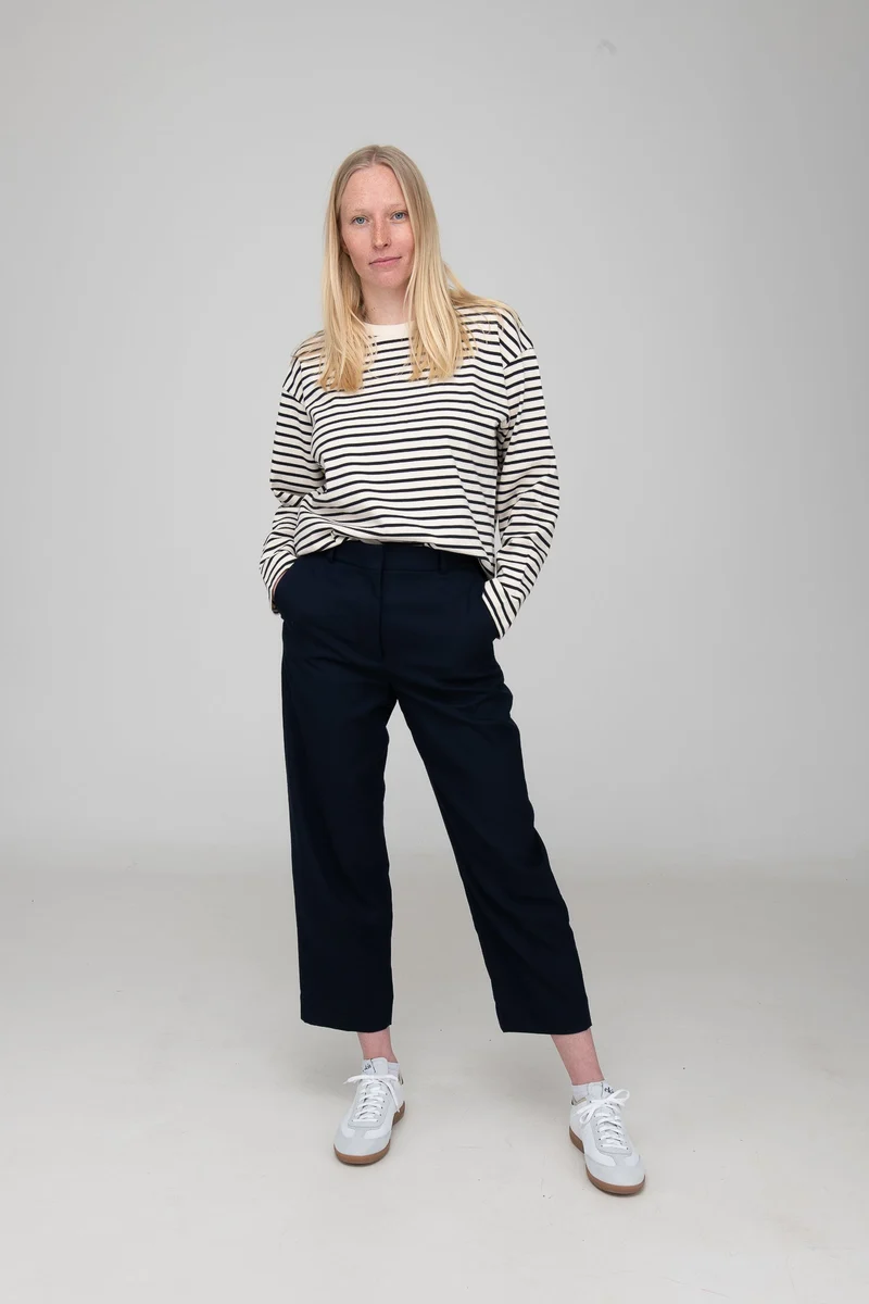 Longsleeve Stina naturweiss-marine