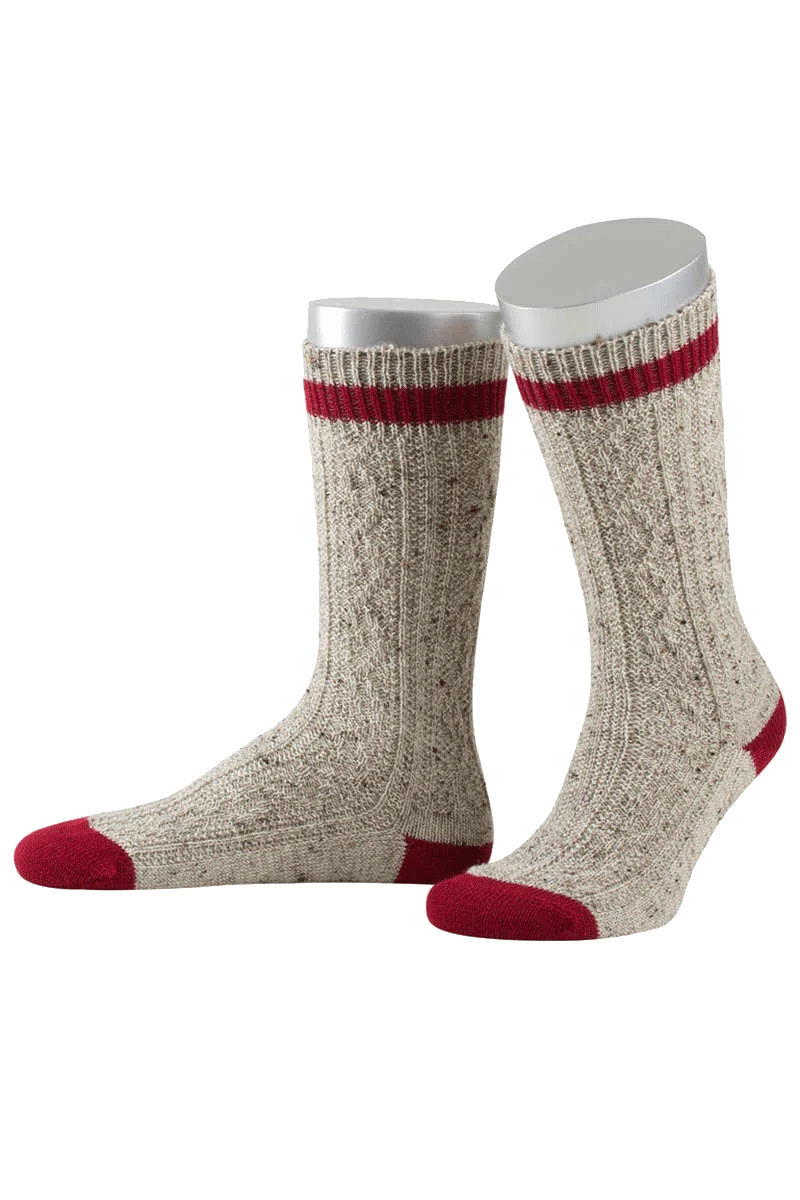 Trachten-Schopper-Socke Loden-Tweed mit braunem Bund
