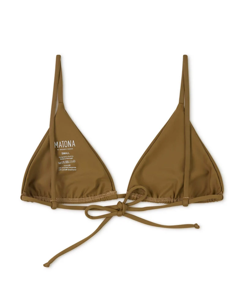 Braunes Triangle Bikini Top aus recyceltem Polyamid von Matona