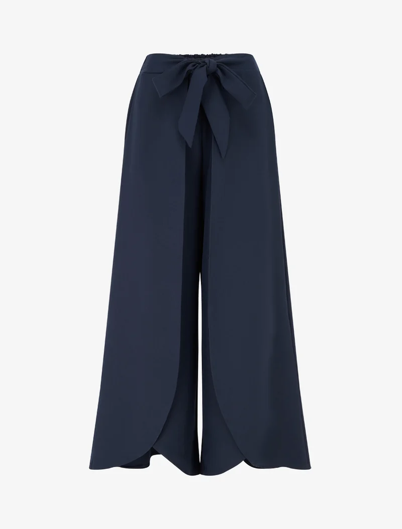 Hose mit hoher Taille und weitem Schnitt - Marine