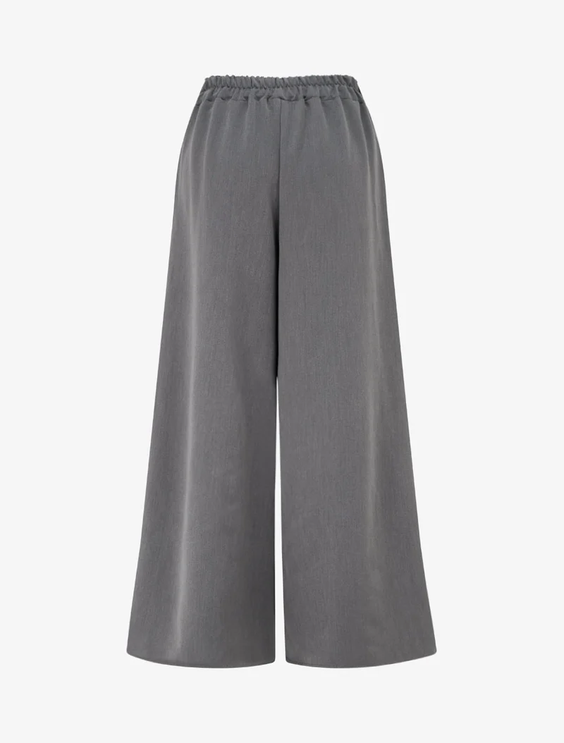 Hose mit hoher Taille und weitem Schnitt - Grau
