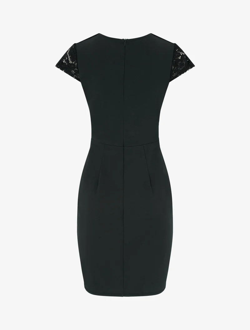 Spitzen-Bustier-Kleid mit kurzen Ärmeln - Schwarz