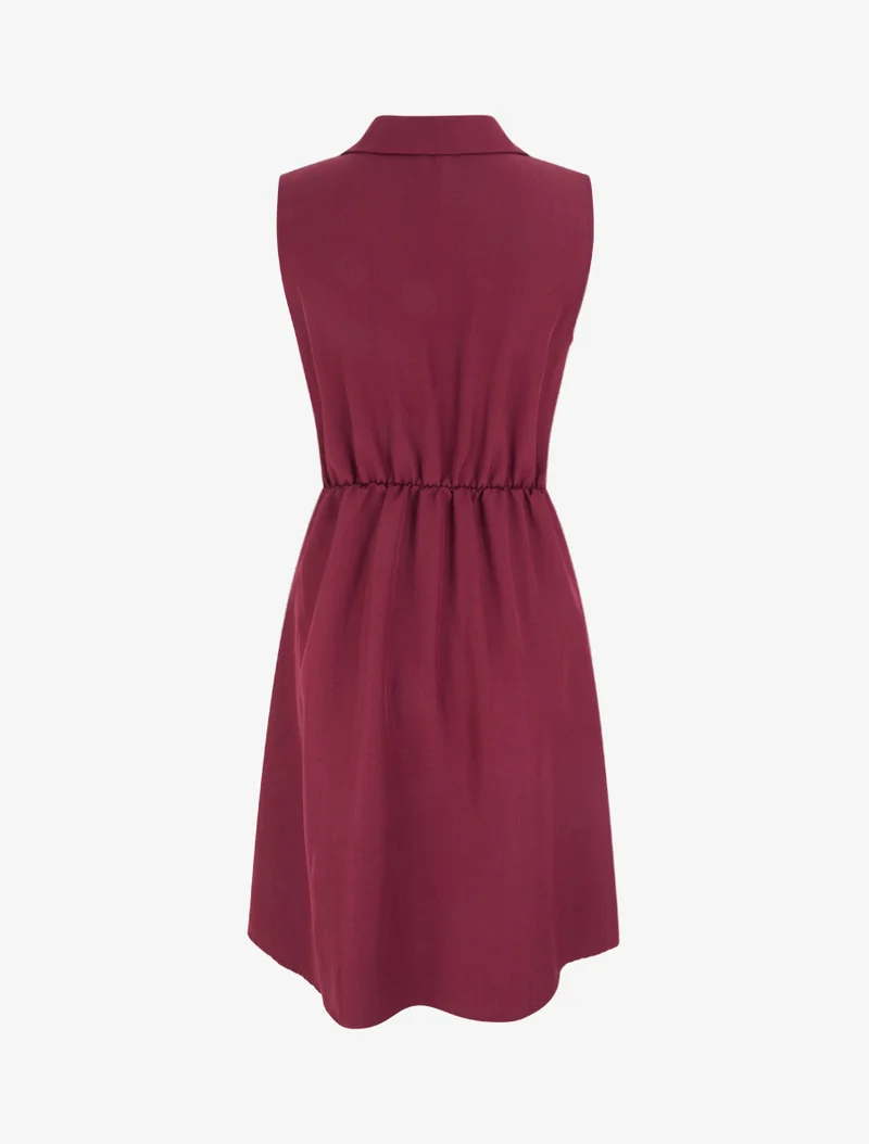 Ärmelloses Skaterkleid mit Schmuckgürtel - Weinrot