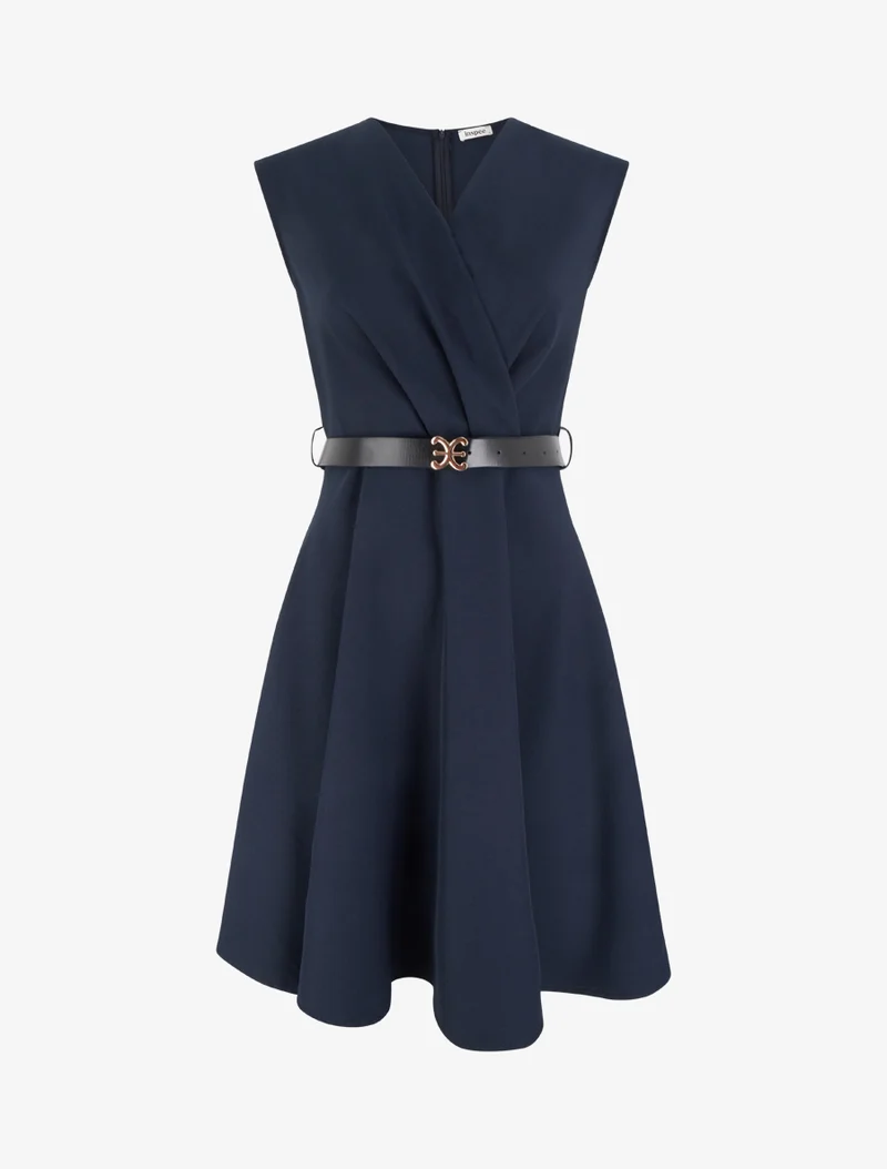 Ärmelloses Skaterkleid mit Wickelausschnitt - Marine