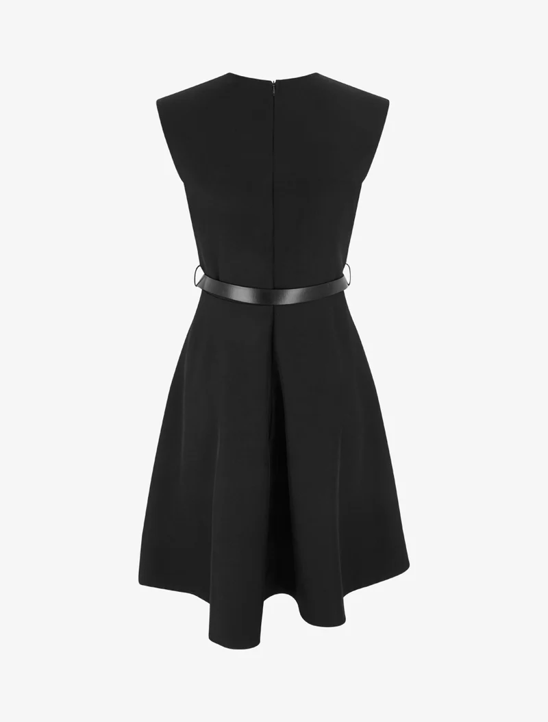 Ärmelloses Skaterkleid mit Wickelausschnitt - Schwarz