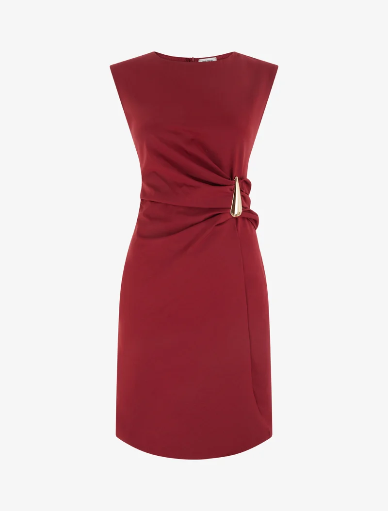 Ärmelloses Kleid mit Drapierungseffekt - Bordeaux