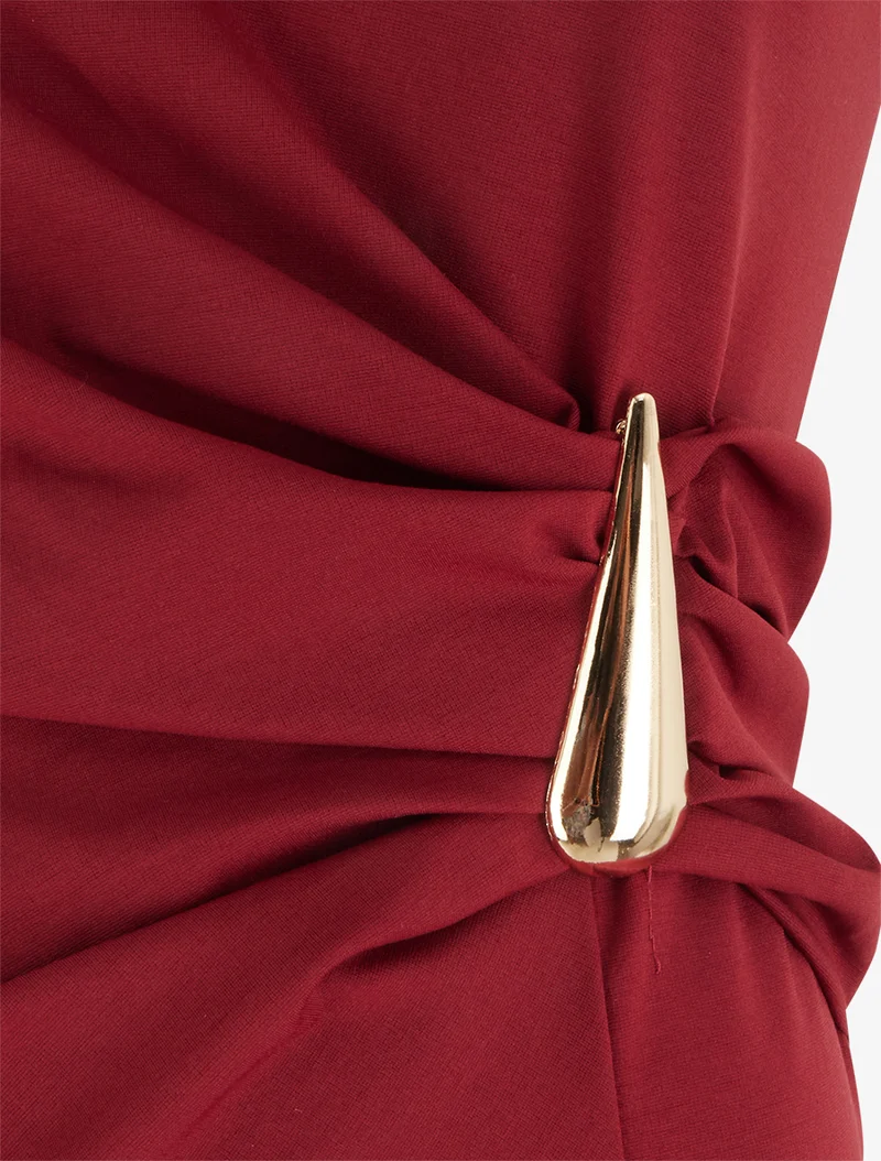Ärmelloses Kleid mit Drapierungseffekt - Bordeaux