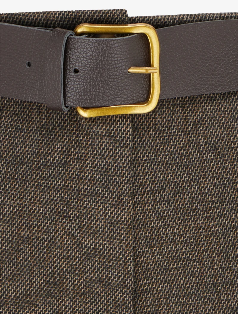 Hoch taillierte Shorts aus Filz mit Gürtel - Maulwurf