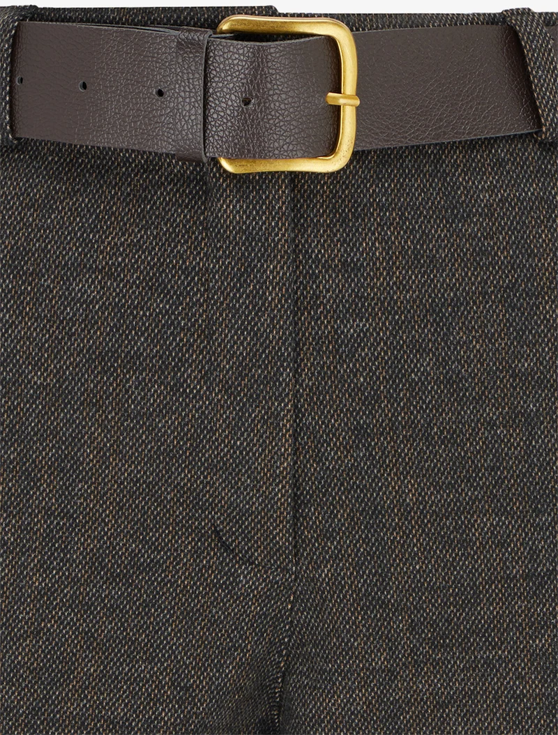 Filz-Shorts mit hoher Taille und Gürtel - Schwarz