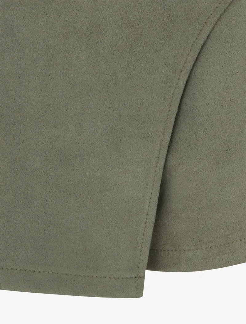 Wickelrock-Shorts aus Wildlederimitat mit Reißverschluss - Kaki