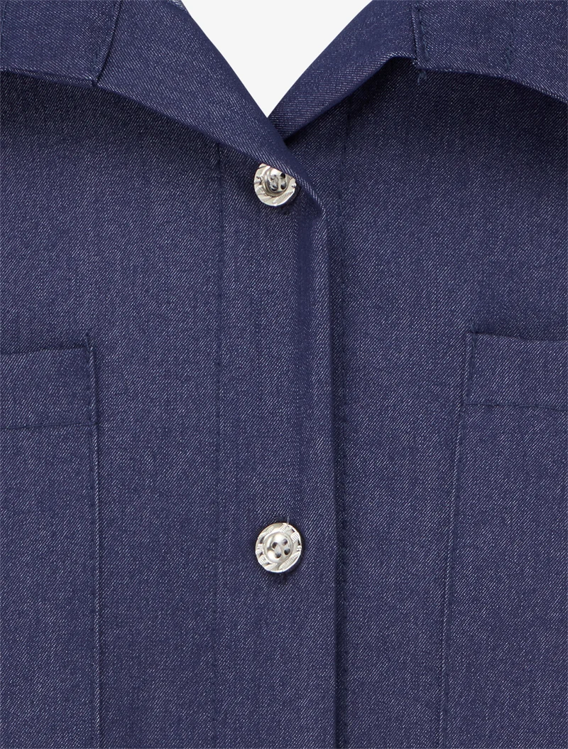 Basic gerade geschnittenes Hemd mit aufgesetzten Taschen - Denimblau