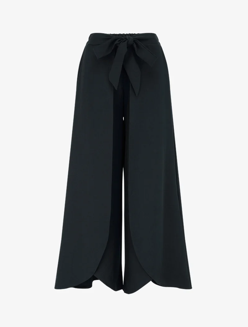 Hose mit hoher Taille und weitem Schnitt - Schwarz