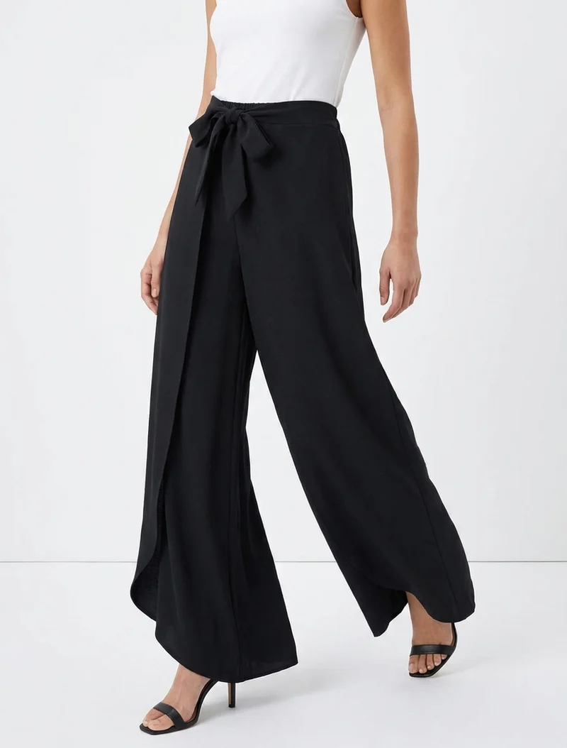 Hose mit hoher Taille und weitem Schnitt - Schwarz