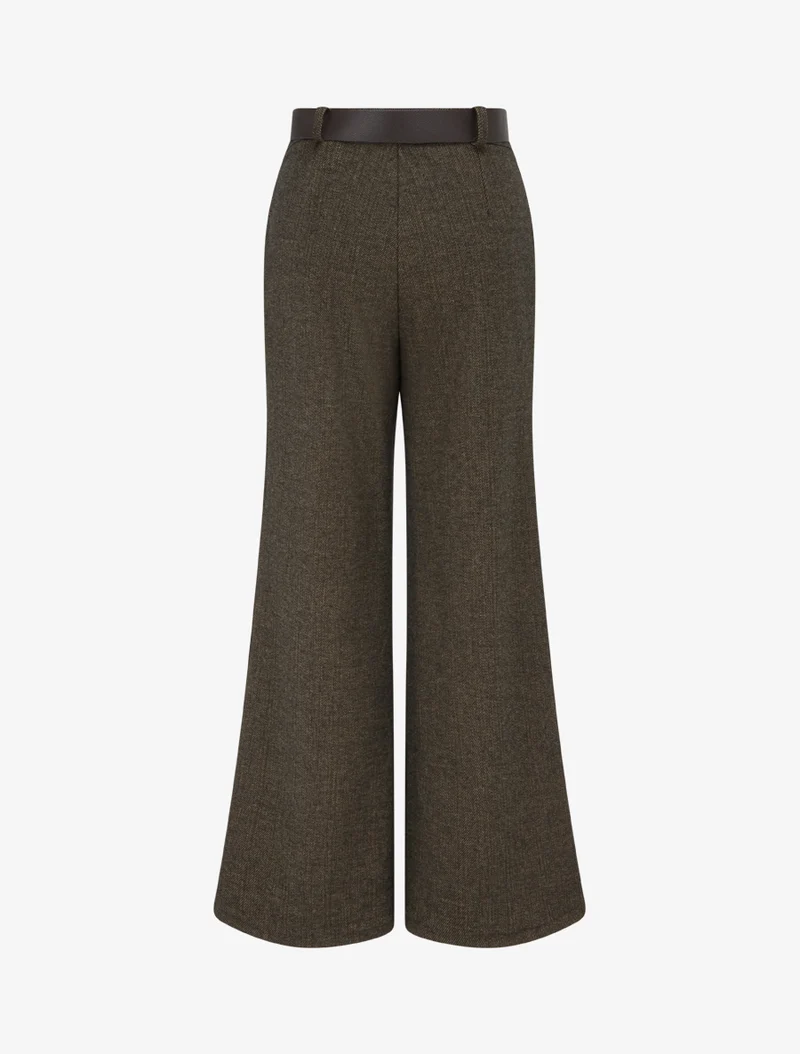 Hoch taillierte Hose aus stoffähnlichem Wollgewebe - Maulwurf