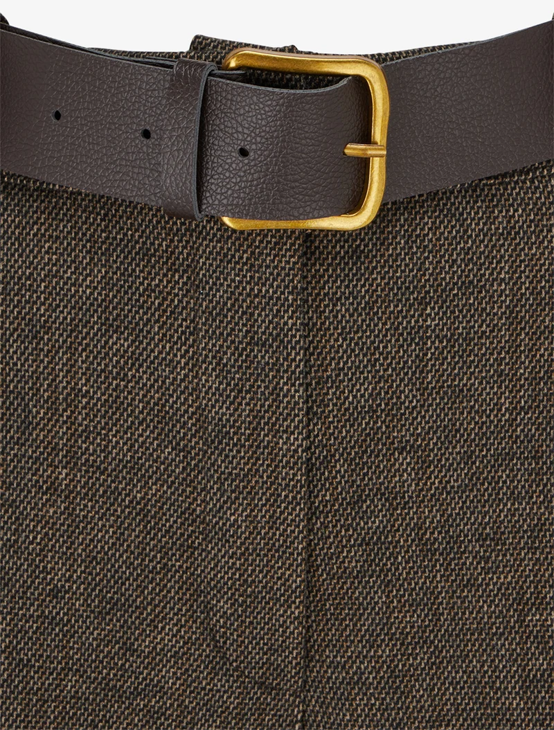 Hoch taillierte Hose aus stoffähnlichem Wollgewebe - Maulwurf