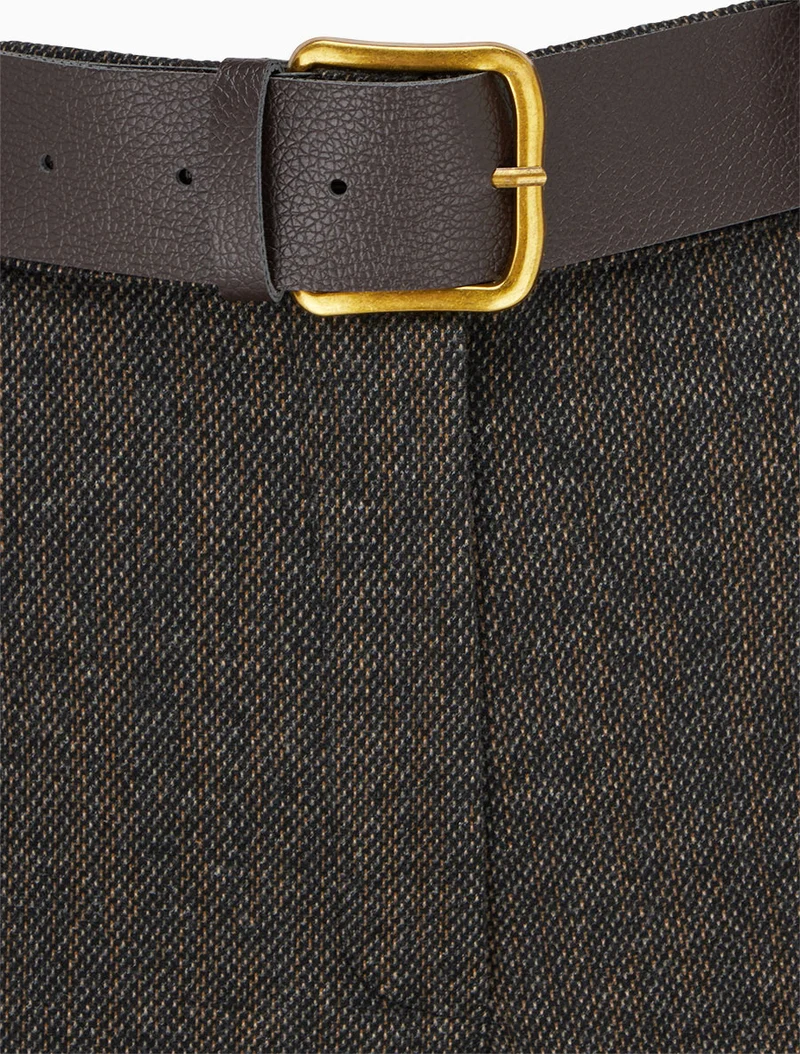 Hoch taillierte Hose aus Stoff im Wolltuch-Stil - Schwarz