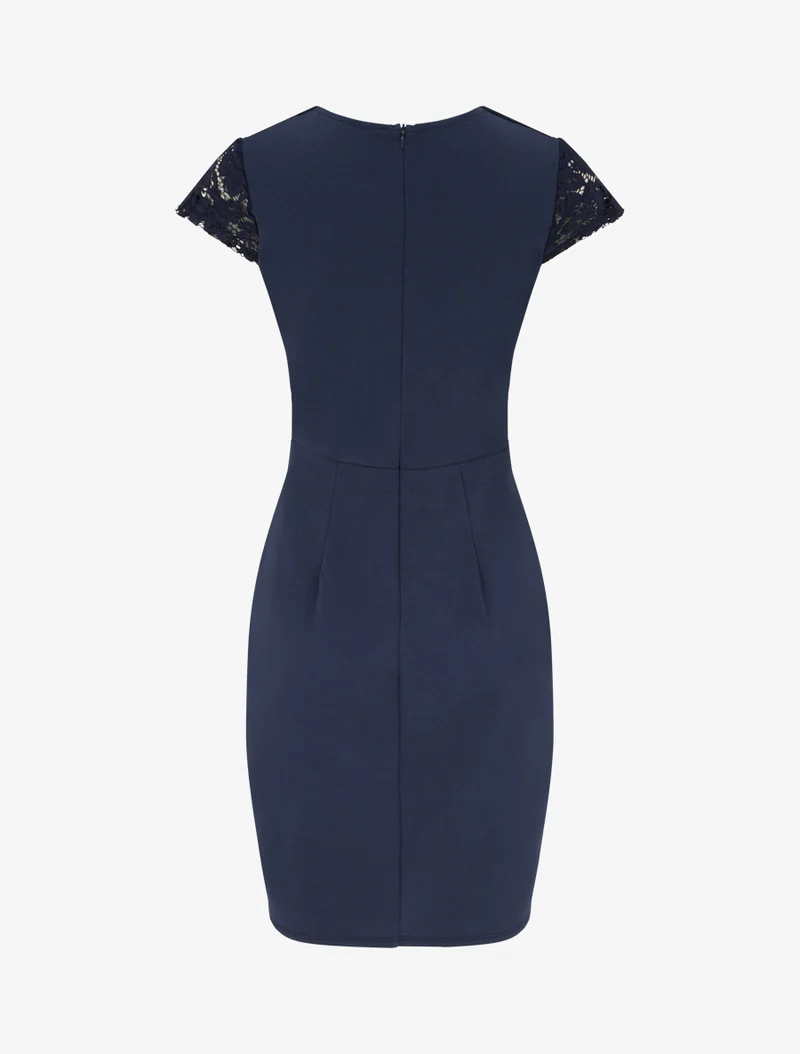 Spitzen-Bustier-Kleid mit kurzen Ärmeln - Marine