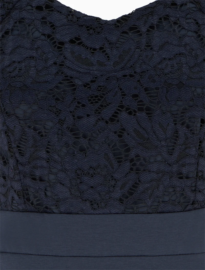 Spitzen-Bustier-Kleid mit kurzen Ärmeln - Marine