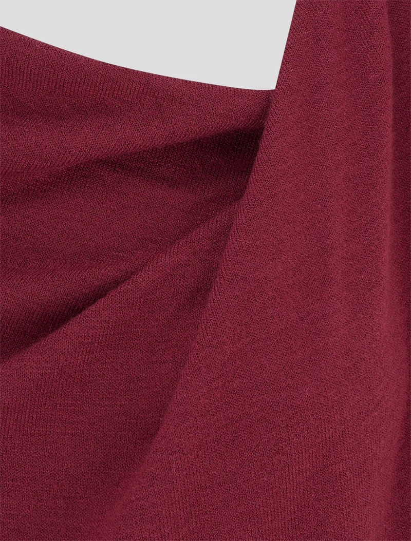 Zweiteiliges Wickelkleid im geraden Schnitt - Weinrot