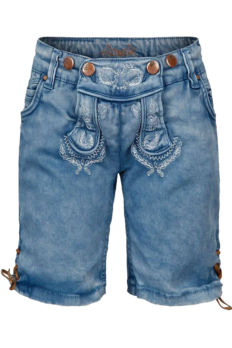 Kinder Jeansshort in Lederhosenoptik