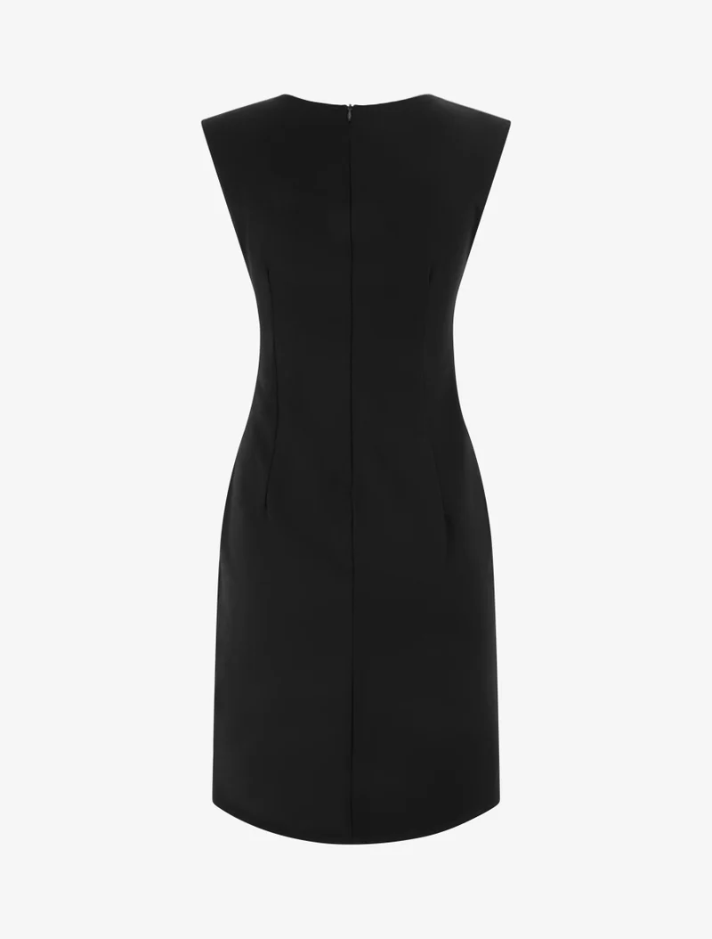 Ärmelloses Kleid mit Drapierungseffekt - Schwarz